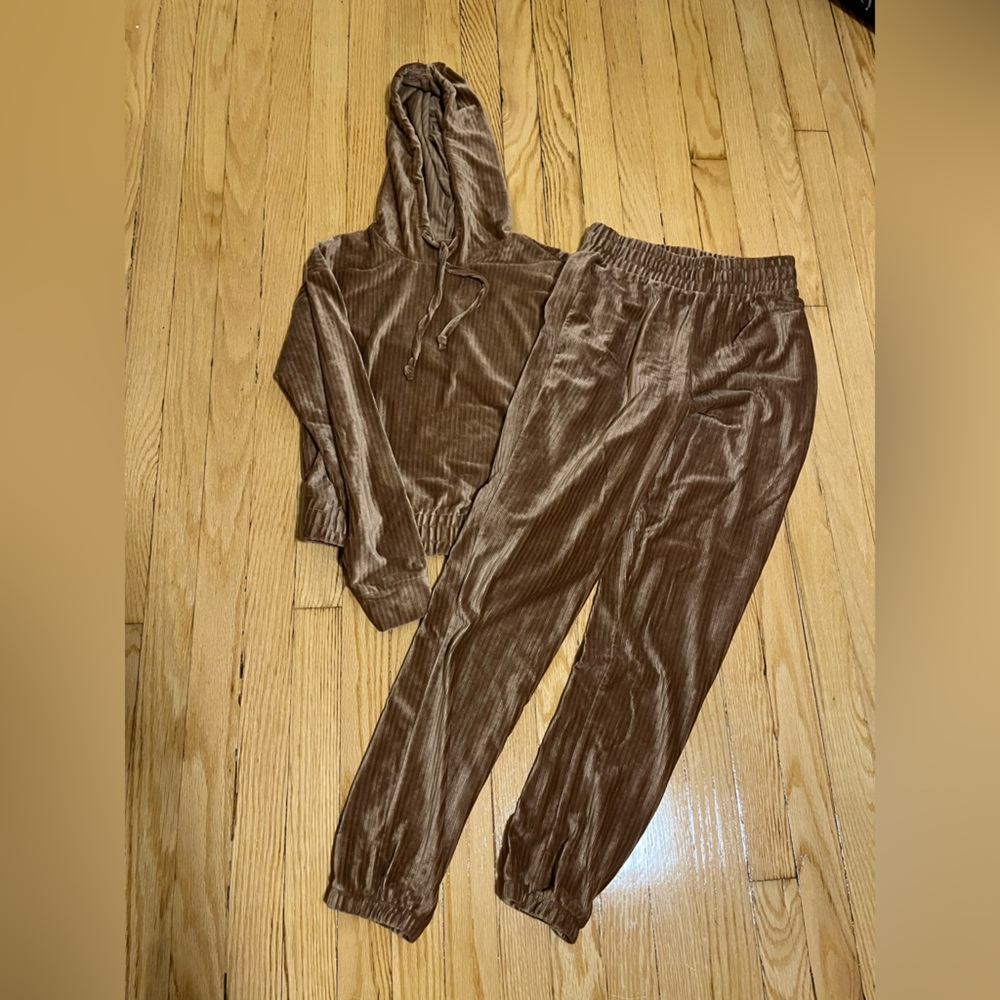 Brownish velvet two piece set